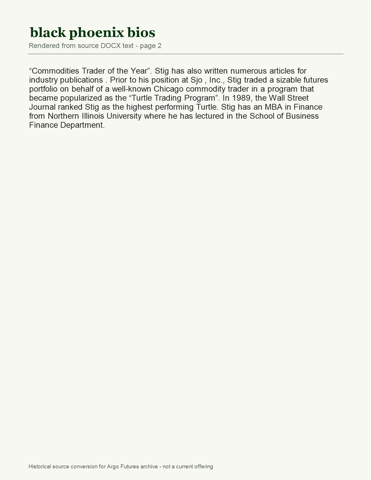 Black Phoenix — Management Team Biographies — page 2