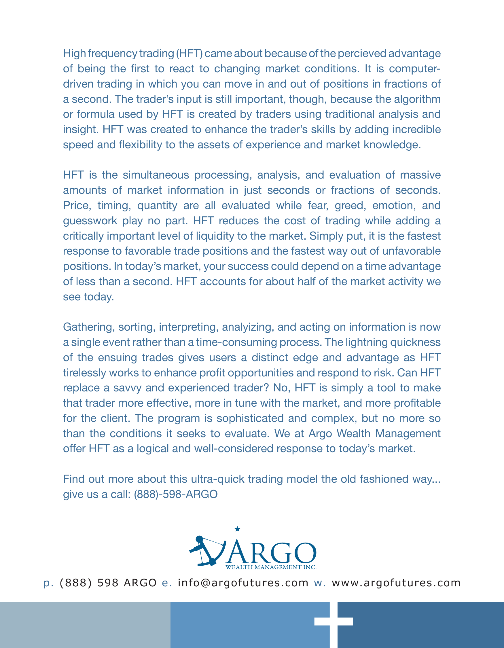 Argo Wealth Management — High-Frequency Trading Services — page 1